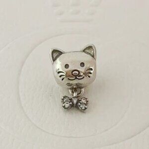 Pandora Pet Cat & Bow Dangle Charm Pendant, S925 Sterling Silver Jewelry